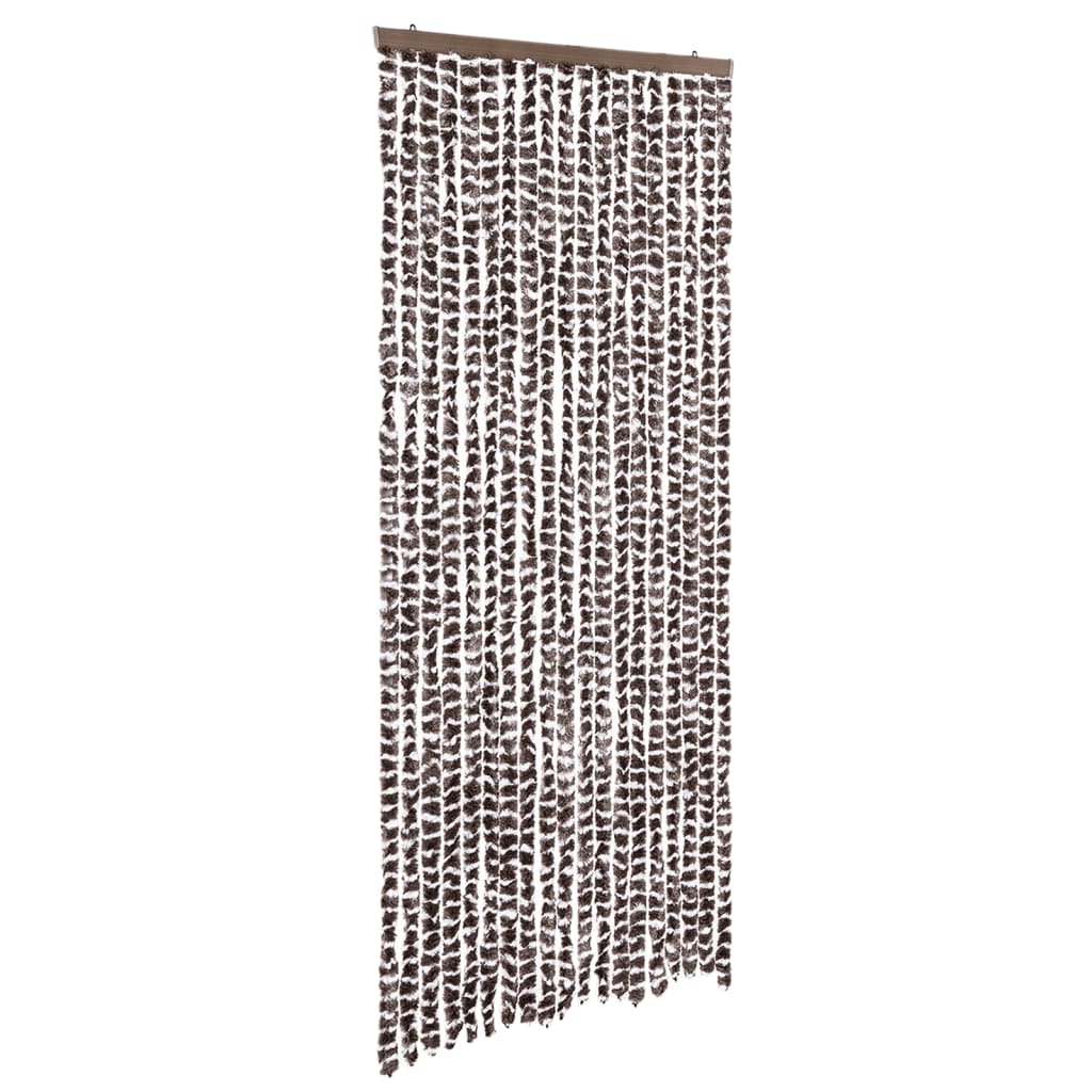 Vidaxl muha zavesa 56x185 cm Chenille rjava in bela