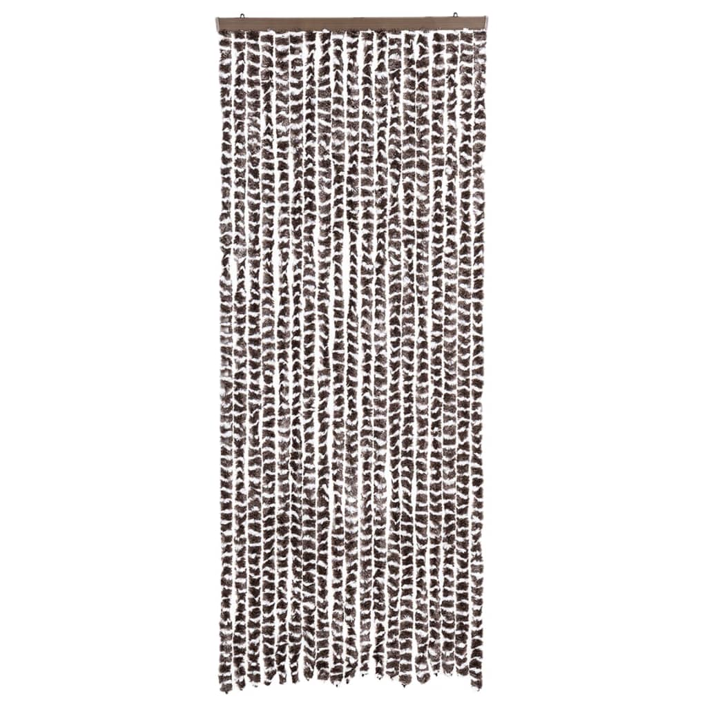 Vidaxl muha zavesa 56x185 cm Chenille rjava in bela