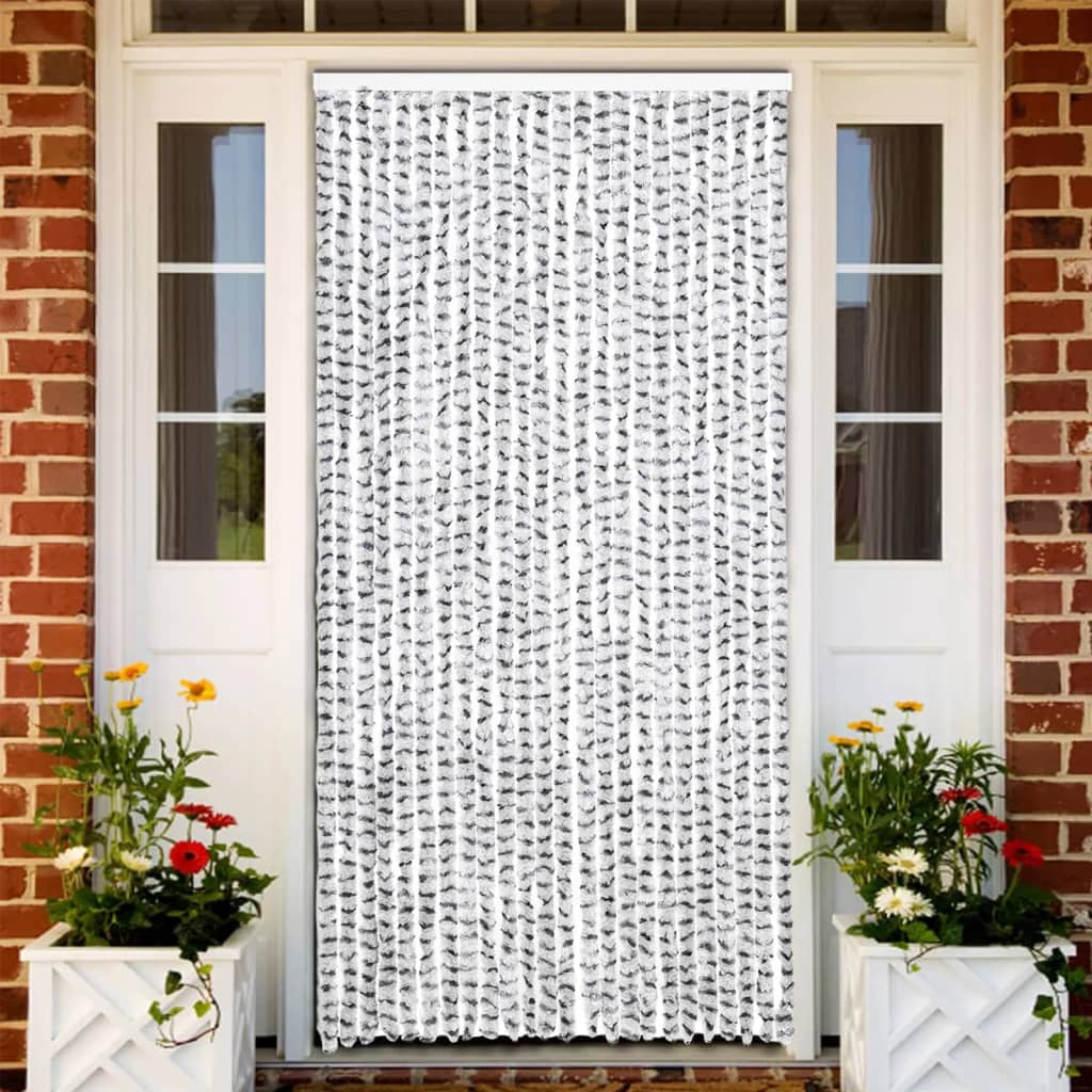 Vidaxl Fly Curtain 100x220 cm Chenille Lys og mørkegrå
