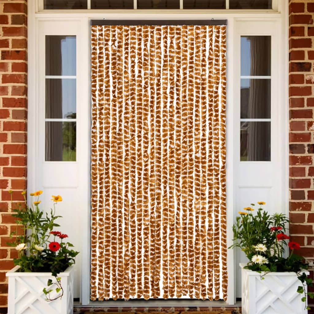 Vidaxl Fly Curtain 90x220 cm CHENILLE OCER ET BLANC