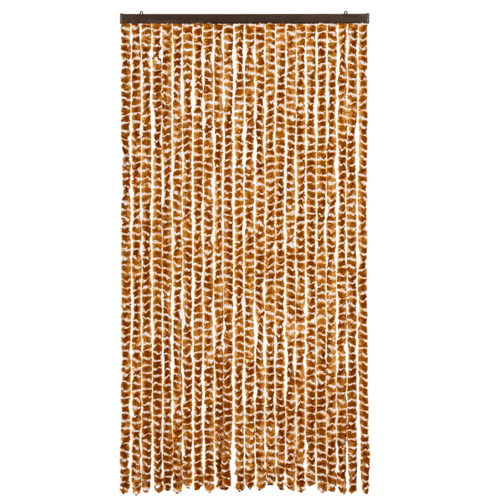 Vidaxl Fly Curtain 100x220 cm Chenille ocra e bianco