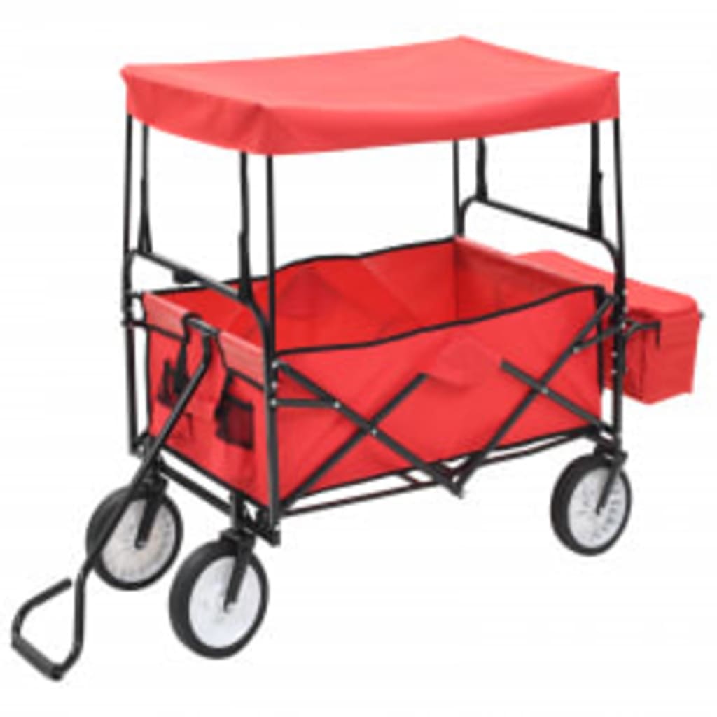 Bidaxl handkar hopfällbar med Luifel Steel Red
