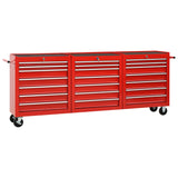 Vidaxl Tool Trolley con 21 cassetti di rosso in acciaio