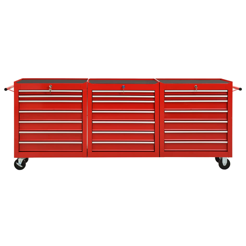 Vidaxl Tool Trolley con 21 cassetti di rosso in acciaio