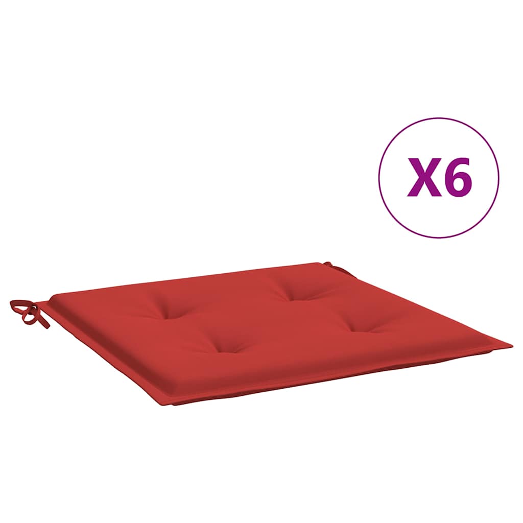 Vidaxl Garden Cushions 6 PCS 40x40x4 cm Fabric Oxford Red