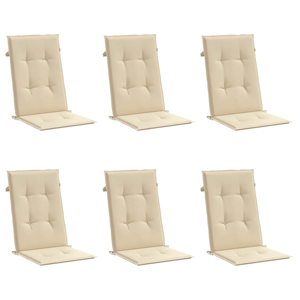Vidaxl Garden Frea Poduszki Wysokie 6 St Wysokiego tyłu 120x50x3 cm tkanina beżowa