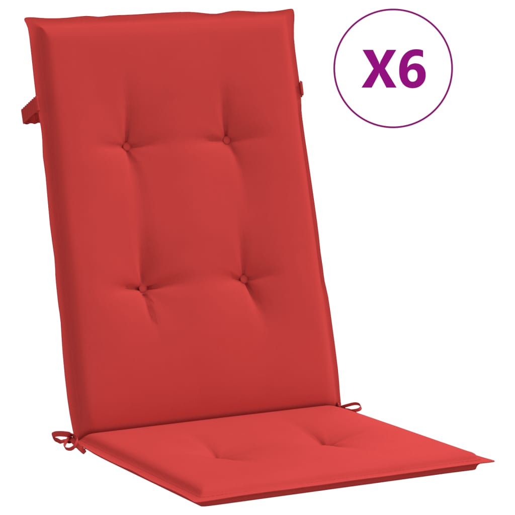 VidaXL Garden chair cushions 6 st high back 120x50x3 cm fabric red