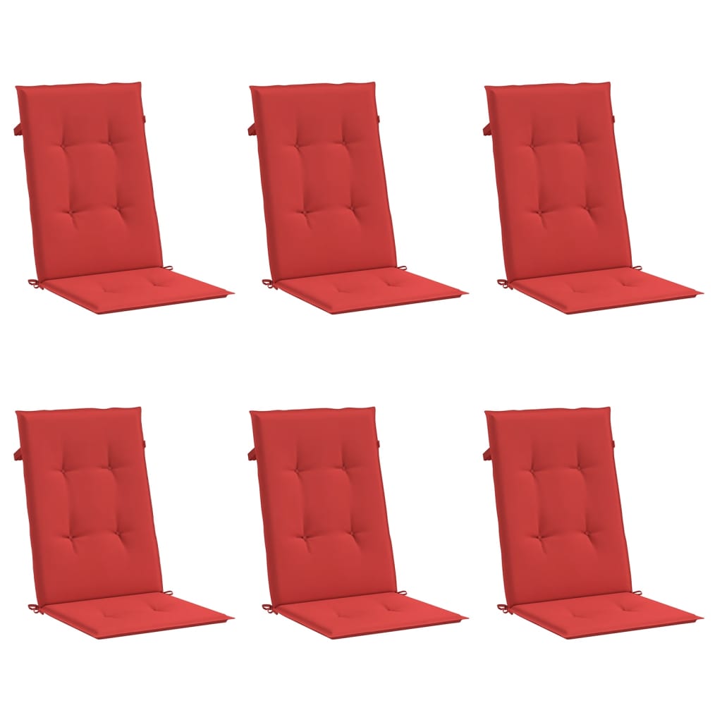 VidaXL Garden chair cushions 6 st high back 120x50x3 cm fabric red