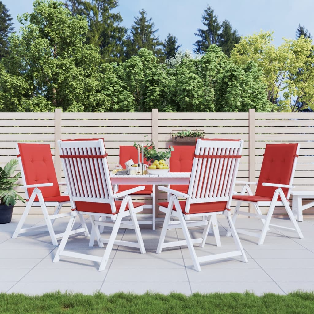 VidaXL Garden chair cushions 6 st high back 120x50x3 cm fabric red