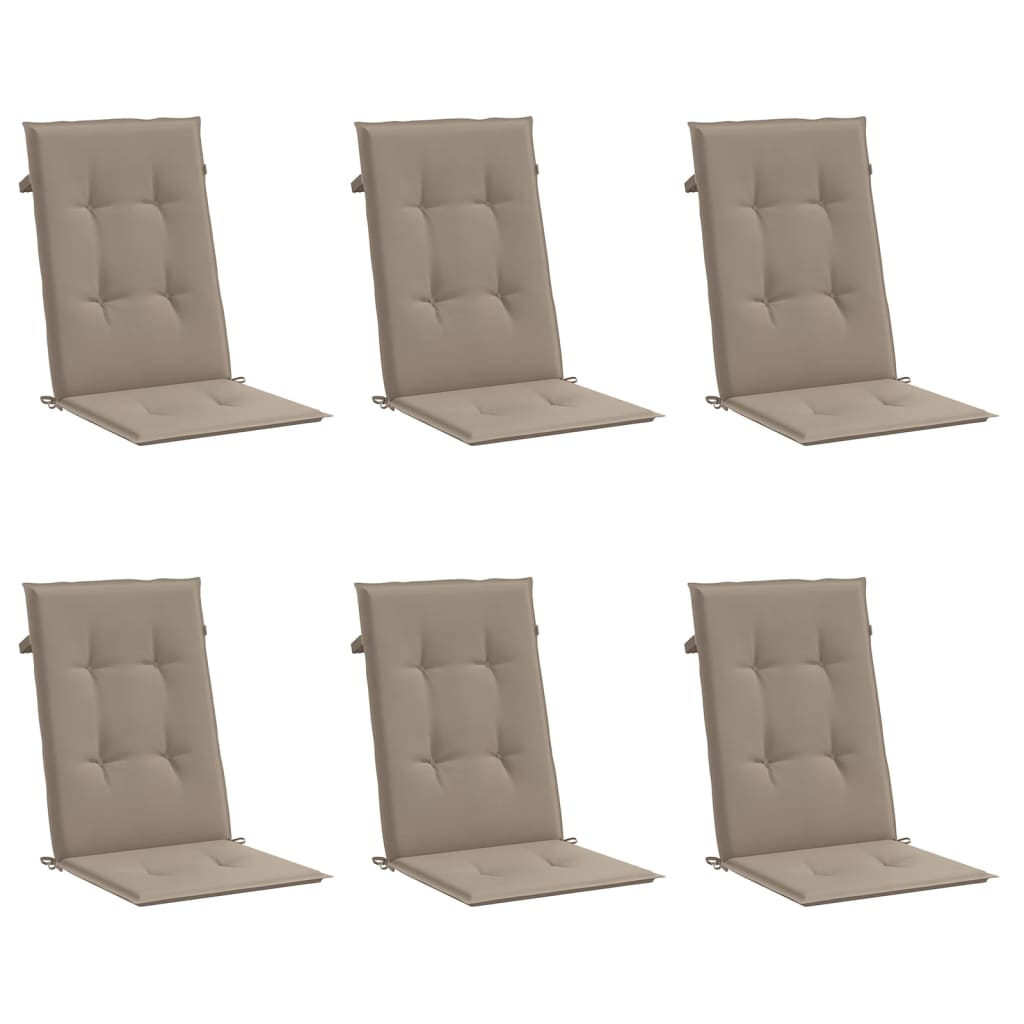 Vidaxl Gaart Charter Cushionen 6 stull Hanner Hanner 120x50x3 cm Stoff Taupe