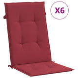 Cuscini da sedia da giardino Vidaxl 6 St High Back 120x50x3 cm Vino in tessuto rosso