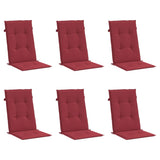 Cuscini da sedia da giardino Vidaxl 6 St High Back 120x50x3 cm Vino in tessuto rosso