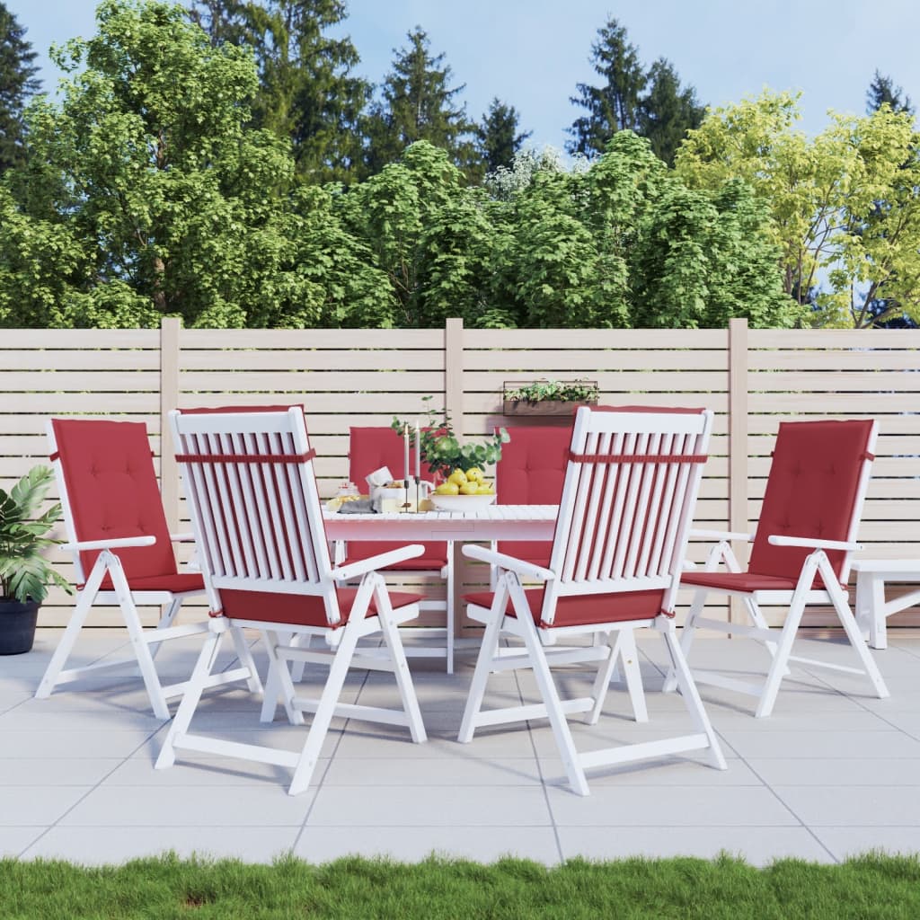 Cuscini da sedia da giardino Vidaxl 6 St High Back 120x50x3 cm Vino in tessuto rosso