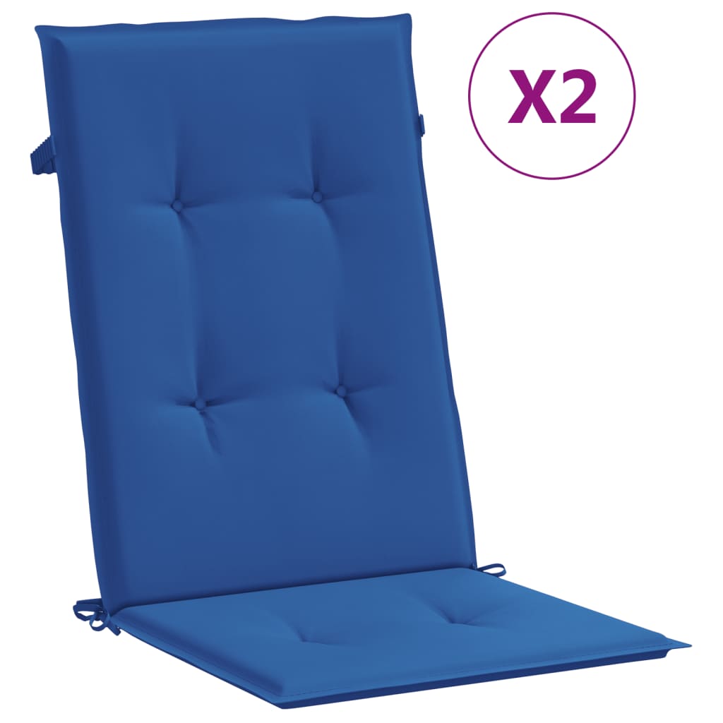 VidaXL Garden chair cushions 2 st high back 120x50x3 cm fabric royal blue