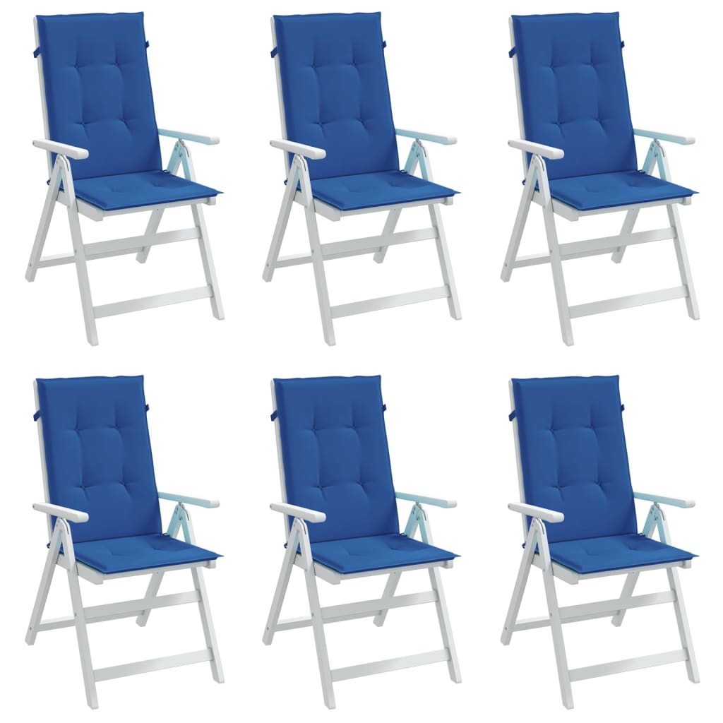 Vidaxl Garden stol blazine 6 St High Back 120x50x3 cm tkanina kraljevsko modra