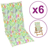 Vidaxl Garden Chair Puter 6 St High Back Leaf Pattern 120x50x3 cm Stoff