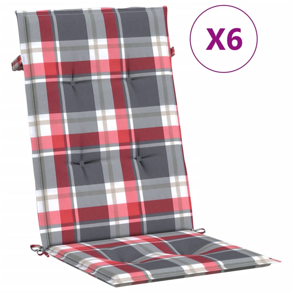 Cojines de silla de jardín de Vidaxl 6 PCS 120x50x3 CM Tabet Diamond Patrón rojo