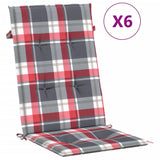 Cojines de silla de jardín de Vidaxl 6 PCS 120x50x3 CM Tabet Diamond Patrón rojo