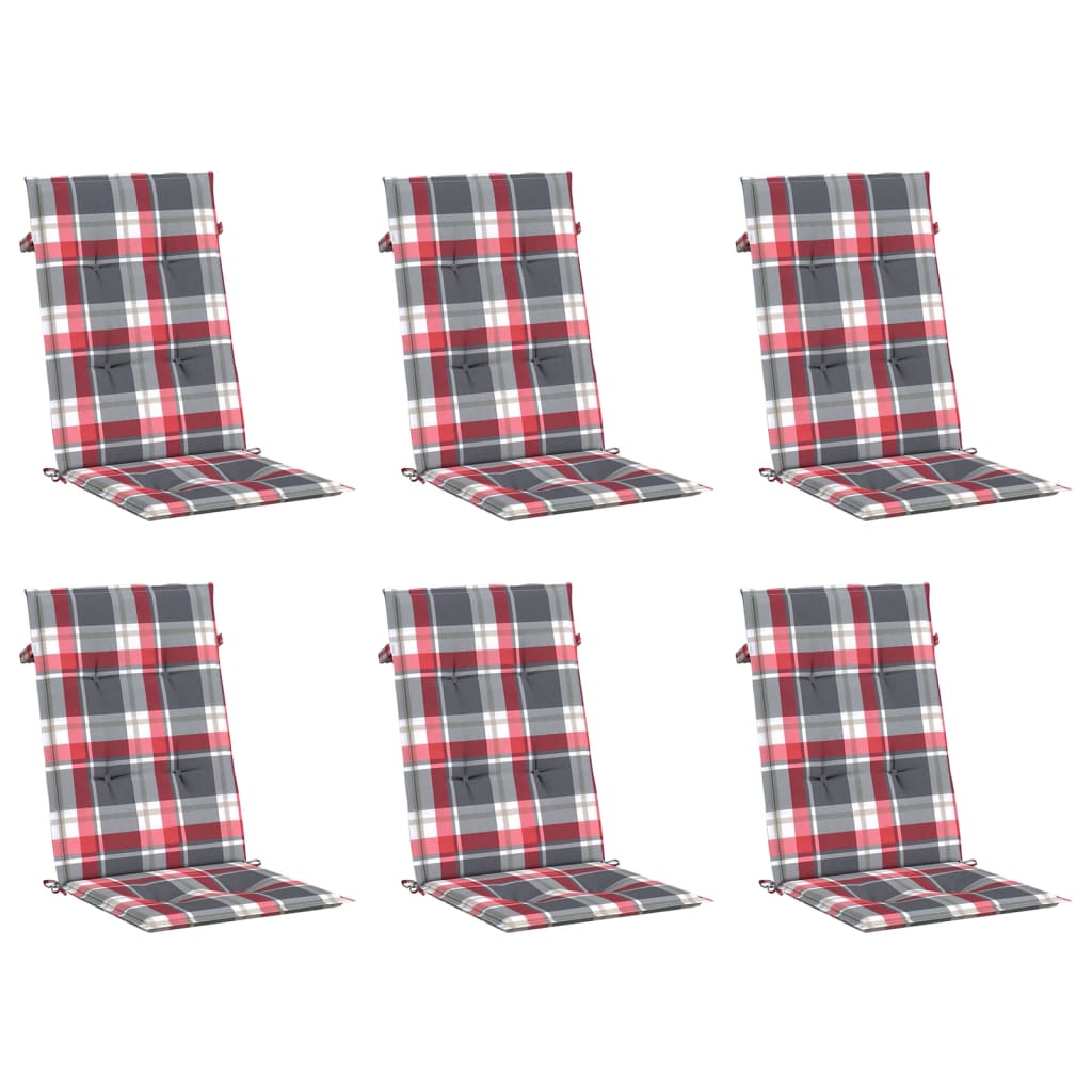 Cojines de silla de jardín de Vidaxl 6 PCS 120x50x3 CM Tabet Diamond Patrón rojo