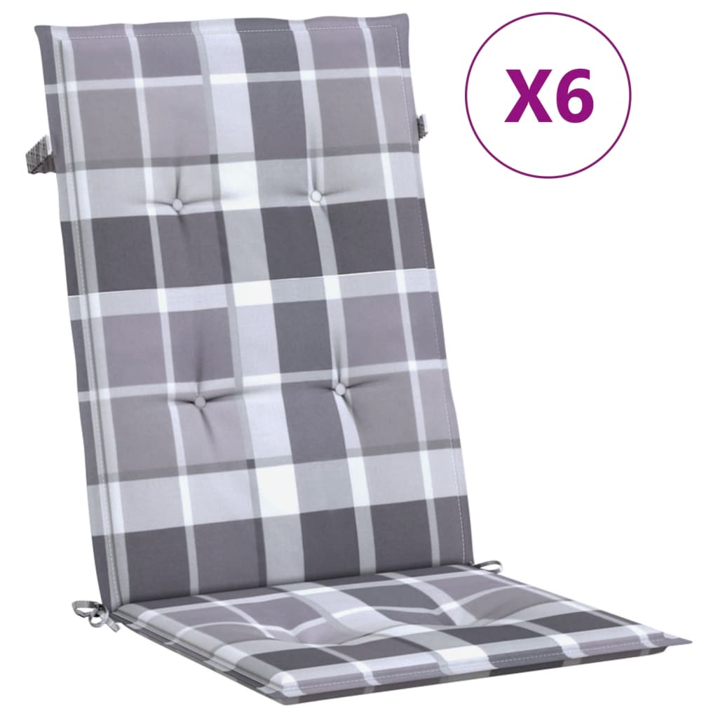 VidaXL Garden chair cushions 6 pcs 120x50x3 cm Fabric diamond pattern gray