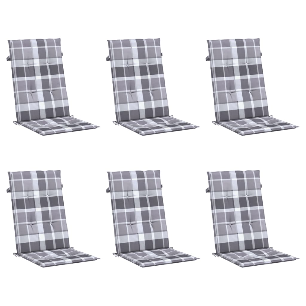VidaXL Garden chair cushions 6 pcs 120x50x3 cm Fabric diamond pattern gray