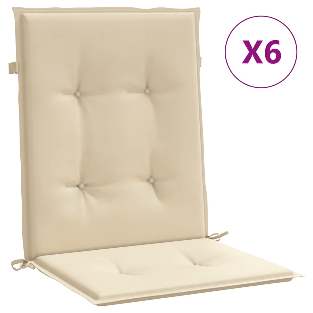 Cojines de silla de jardín Vidaxl 6 pcs 100x50x3 cm oxford tela beige