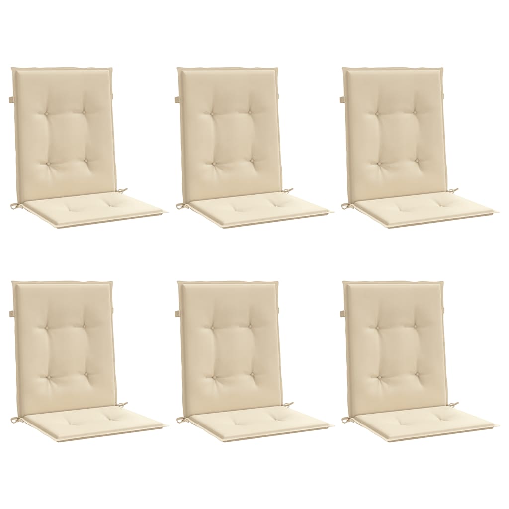 Cojines de silla de jardín Vidaxl 6 pcs 100x50x3 cm oxford tela beige