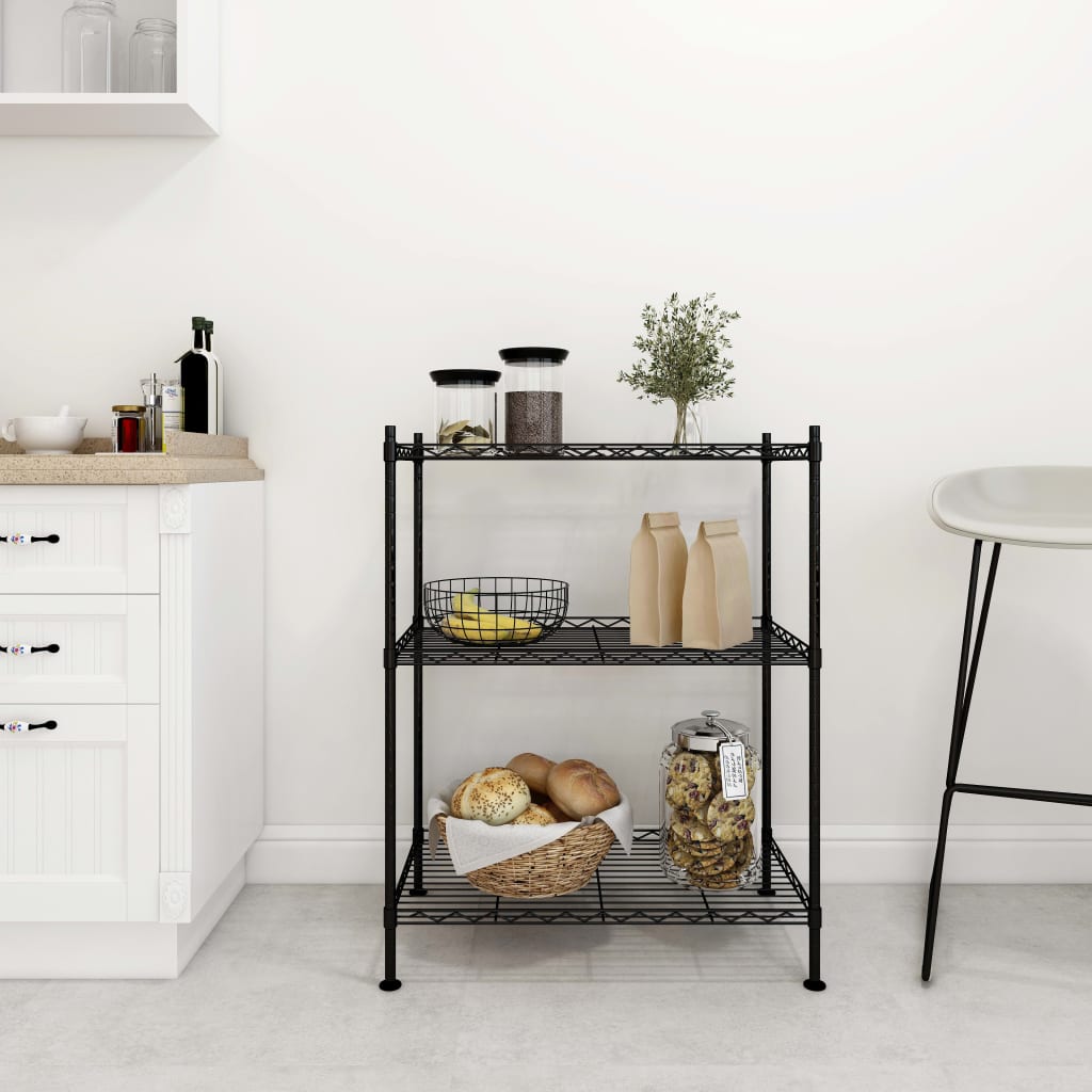 Vidaxl Storage Rack 3-lag 150 kg 60x35x76 cm sort