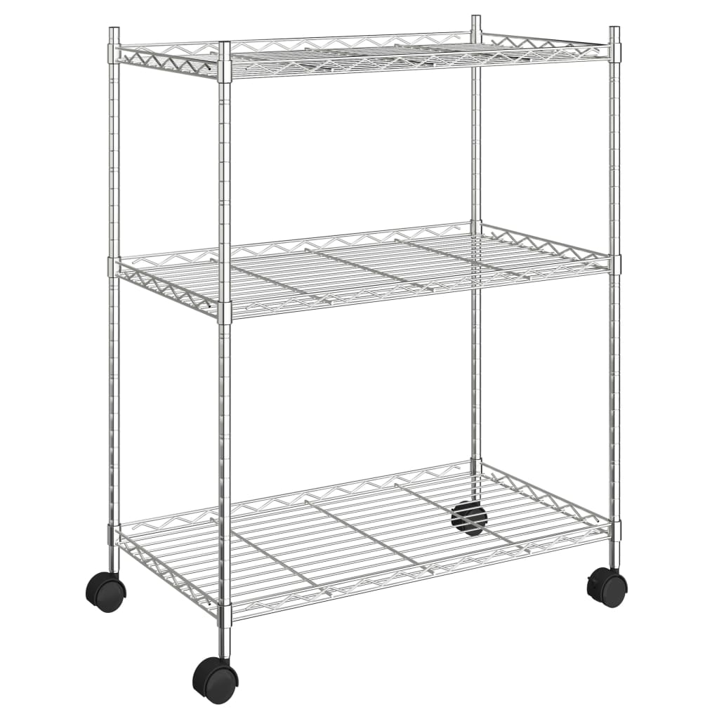 Stojak magazynowy vidaxl z kółkami 3-warstwowymi 150 kg 60x35x81 cm chromu