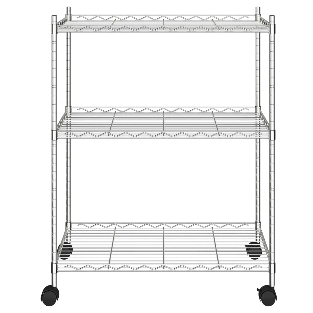 Stojak magazynowy vidaxl z kółkami 3-warstwowymi 150 kg 60x35x81 cm chromu