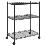 Vidaxl opbevaringsstativ med hjul 3-lag 60x35x81 cm 150 kg sort