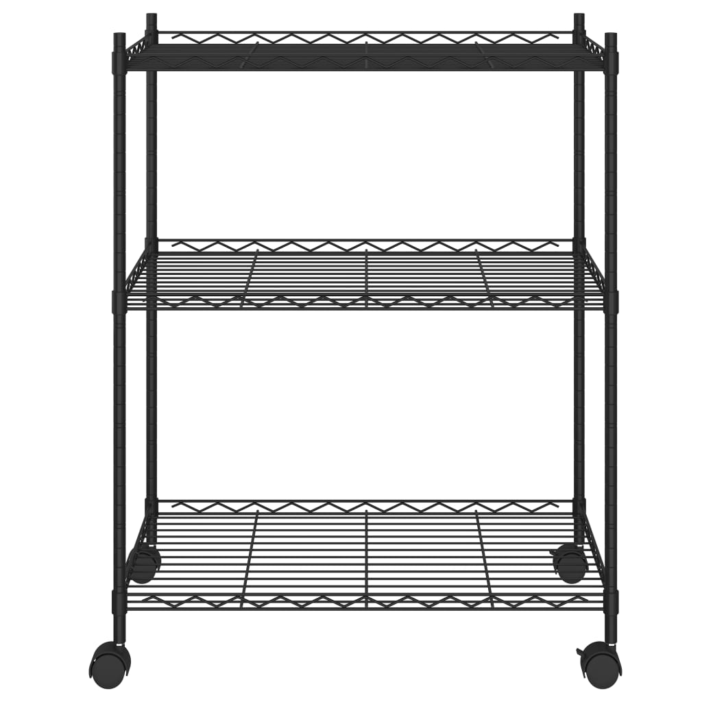 Vidaxl opbevaringsstativ med hjul 3-lag 60x35x81 cm 150 kg sort