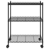 Vidaxl opbevaringsstativ med hjul 3-lag 60x35x81 cm 150 kg sort