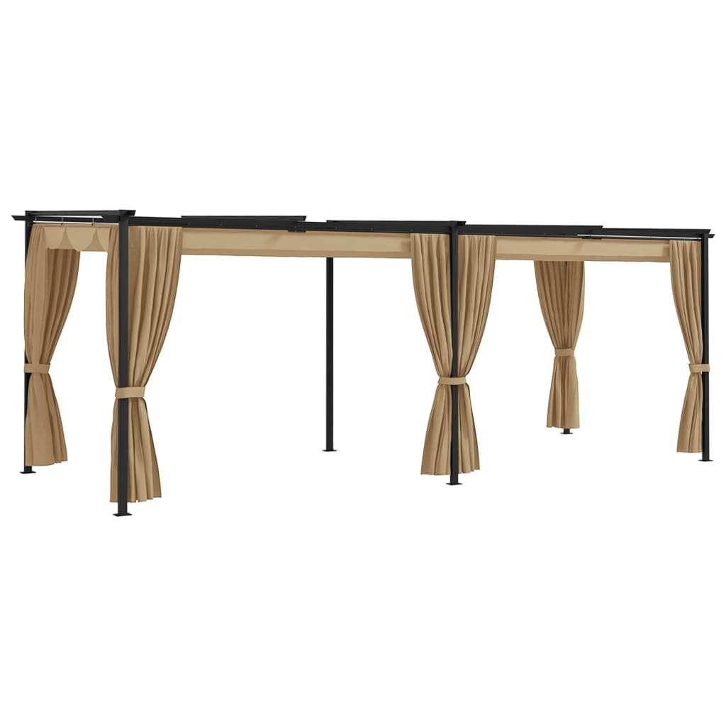 Vidaxl Arbor com cortinas 6x3 m aço taupe