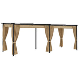 Vidaxl Arbor com cortinas 6x3 m aço taupe