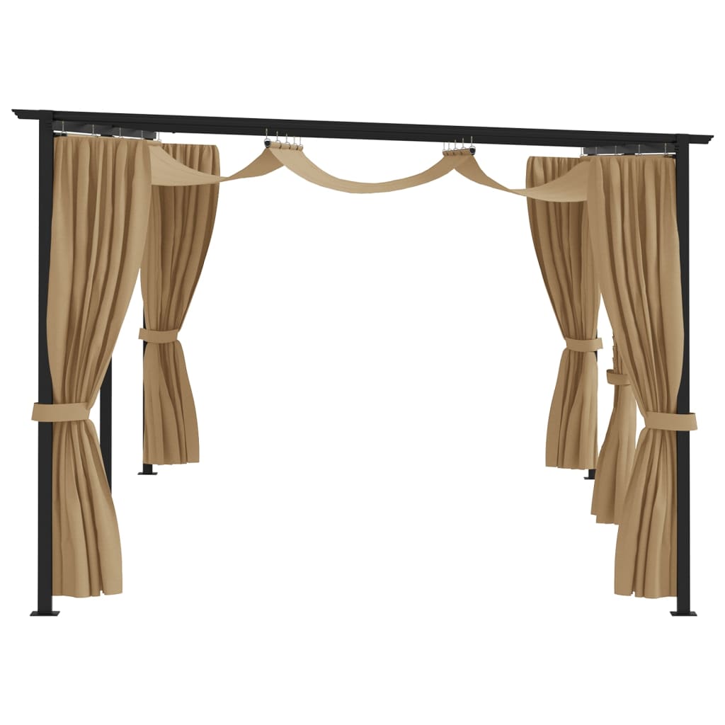Vidaxl Arbor com cortinas 6x3 m aço taupe