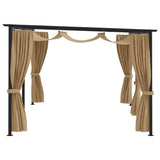 Vidaxl Arbor com cortinas 6x3 m aço taupe
