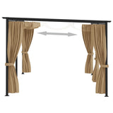 Vidaxl Arbor com cortinas 6x3 m aço taupe