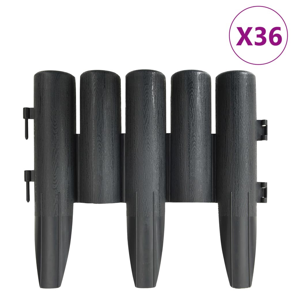 Vidaxl Gazon kanter 36 ST 10 M PP Anthracite -farvet