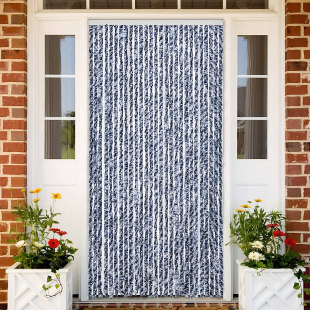 Vidaxl Fly curtain 118x220 cm Chenille blue and white