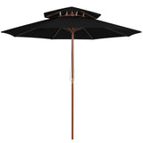 Vidaxl Parasol Double Decker med trästol 270 cm svart