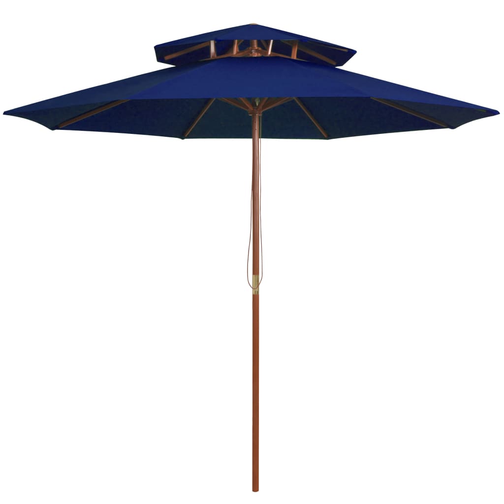 Vidaxl double-decker parasol with wooden pole 270 cm blue