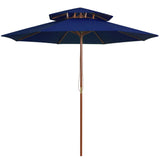 Vidaxl double-decker parasol with wooden pole 270 cm blue