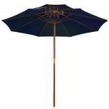 Vidaxl double-decker parasol with wooden pole 270 cm blue