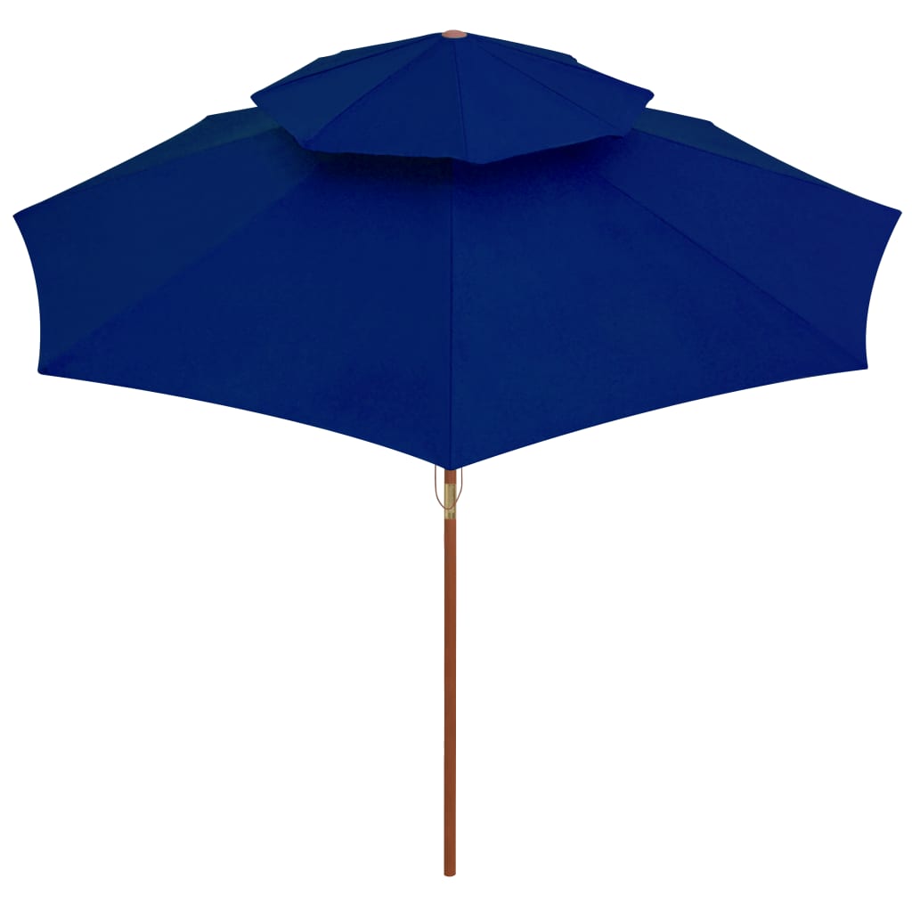 Vidaxl double-decker parasol with wooden pole 270 cm blue