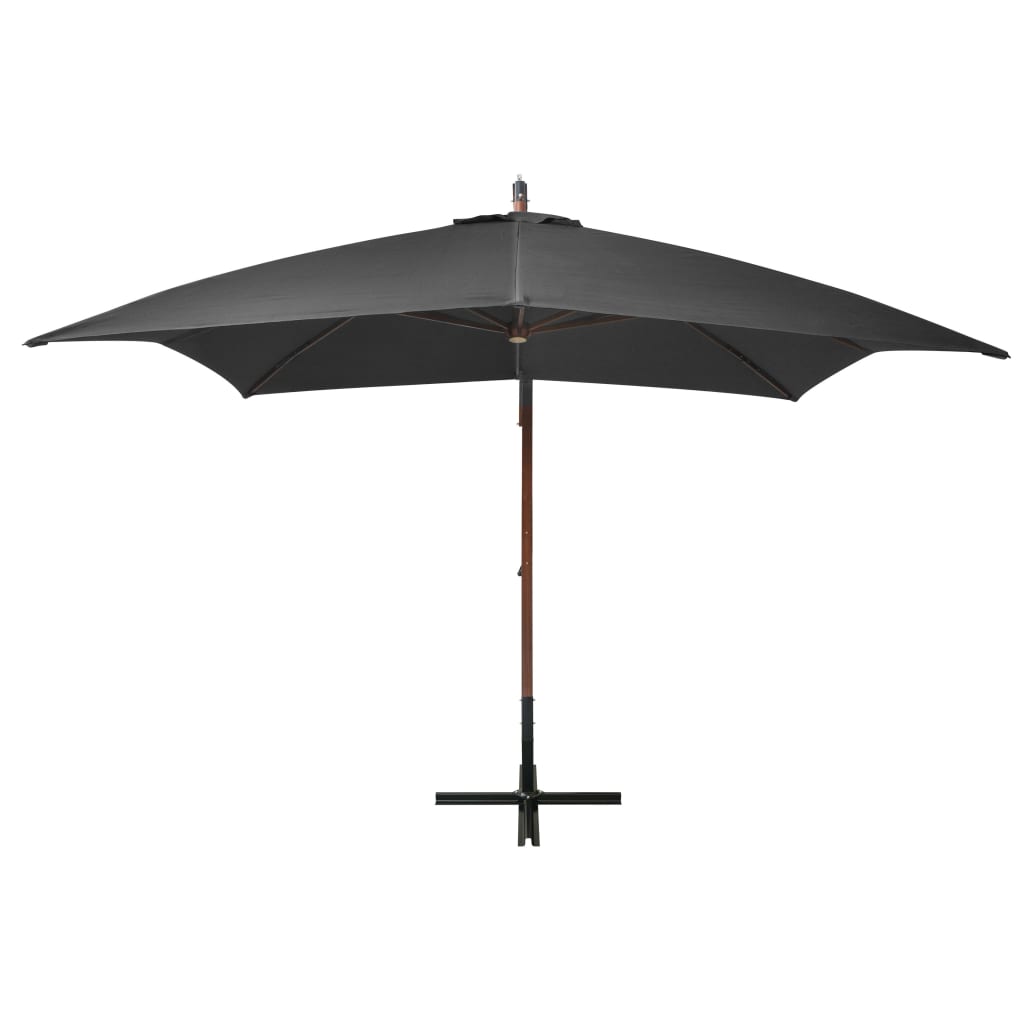 Vidaxl Cantilever Parasol with Pole 3x3 m Solid Pine Wood Anthracite