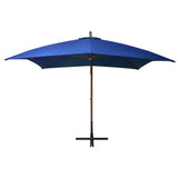 Vidaxl flytende parasol med stolpe 3x3 m solid furu -wood azureblå