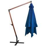 Vidaxl flytende parasol med stolpe 3x3 m solid furu -wood azureblå