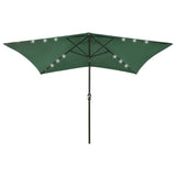 Vidaxl Parasol with LEDs and Steel Pole 2x3 m Green