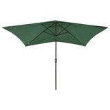 Vidaxl Parasol with LEDs and Steel Pole 2x3 m Green